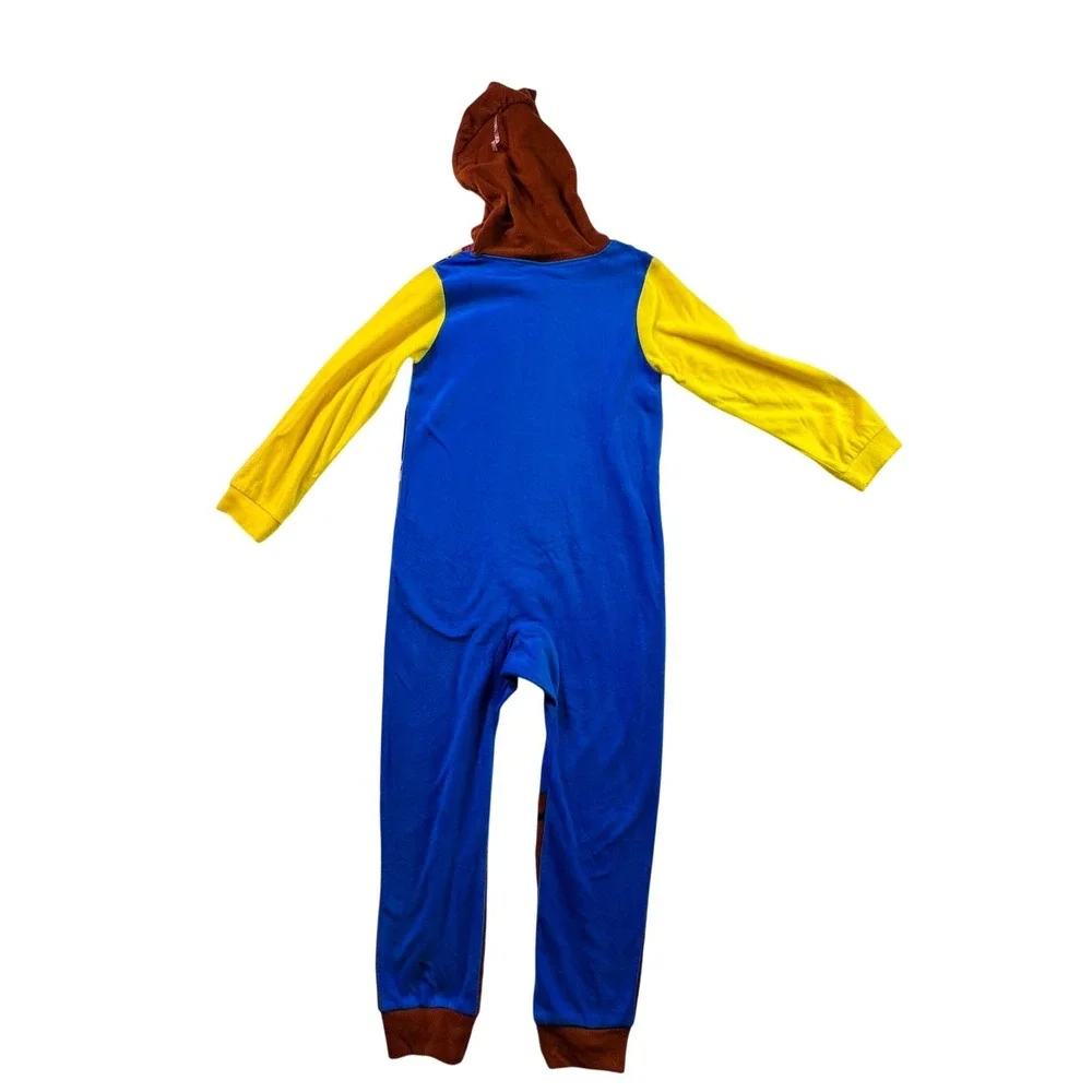 Disney Toy Story Woody Kids Hooded One Piece Pajamas Union Suit Blue Yellow S